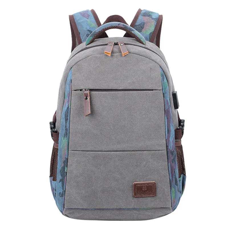 

2019 Fashion USB Charging Men's Backpack Female Canvas Laptop Computer Bag high school student college student bag Travel Bags