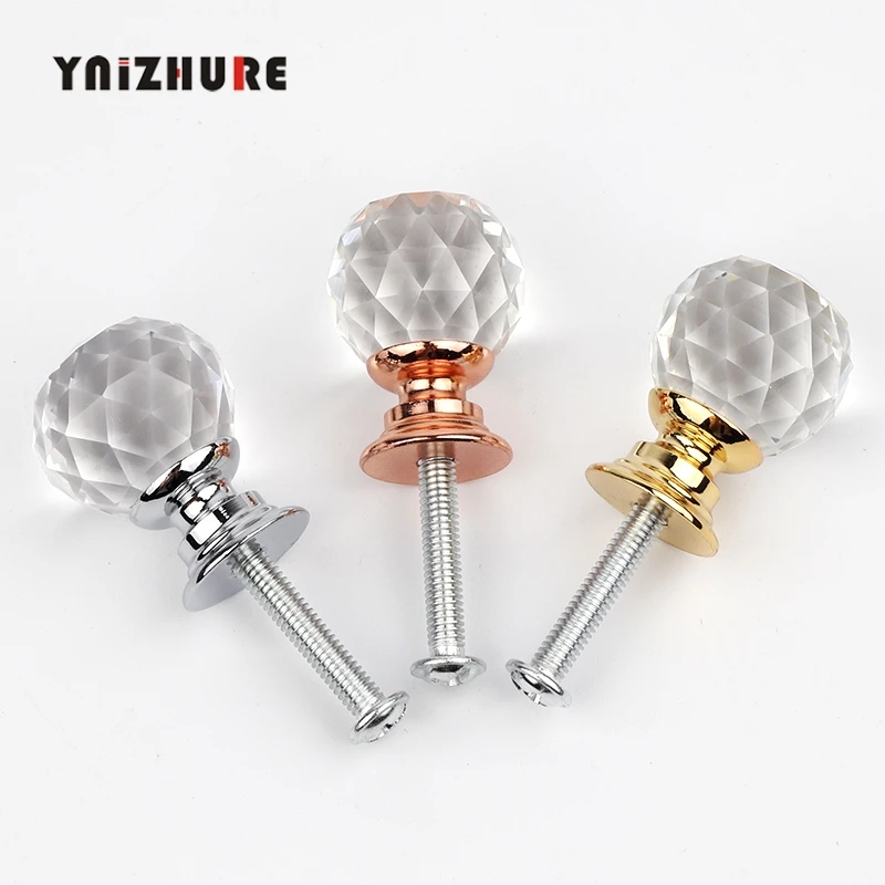 YNIZHURE Brand Design 20mm Crystal Ball Glass Knobs Cupboard Drawer Pull Kitchen Cabinet Door Wardrobe Handles Hardware