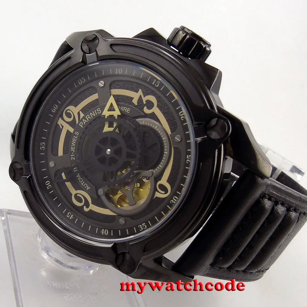 44mm Parnis black dial black PVD miyota Sapphire Glass automatic mens Watch 670 44mm Parnis black dial black PVD miyota Sapphire Glass automatic mens Watch 670