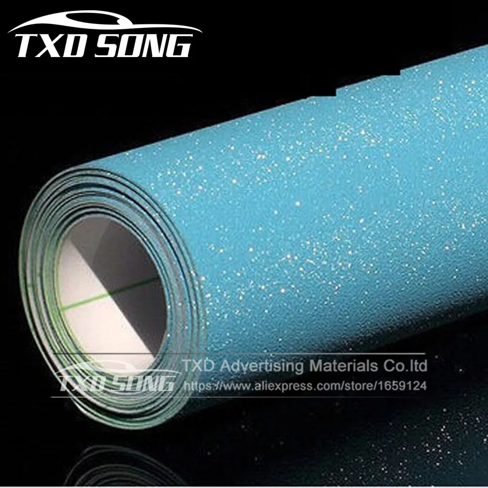 10/20/30/40/50/60X152CM/Lot Light blue glitter Vinyl Wrap with air free