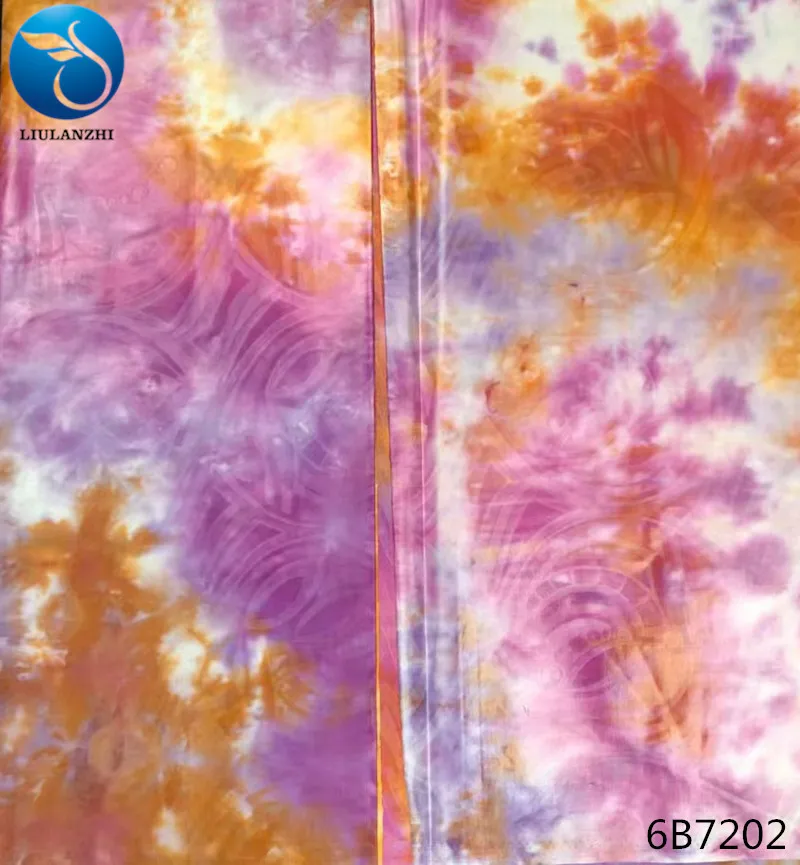 

LIULANZHI african brocade fabric african bazin riche dresses for women tie dyeing colorful cheap cotton fabric 5yards/lot 6B72