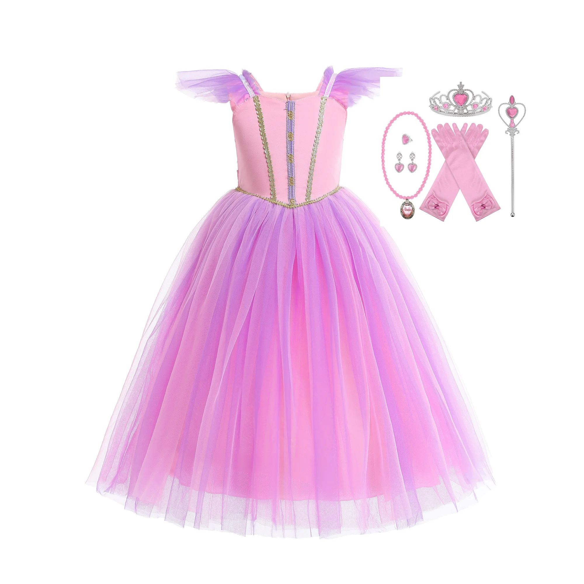 

Kid Girls Princess Aurora Costume Halloween Party Dress Up Fancy Festival Cosplay Dress