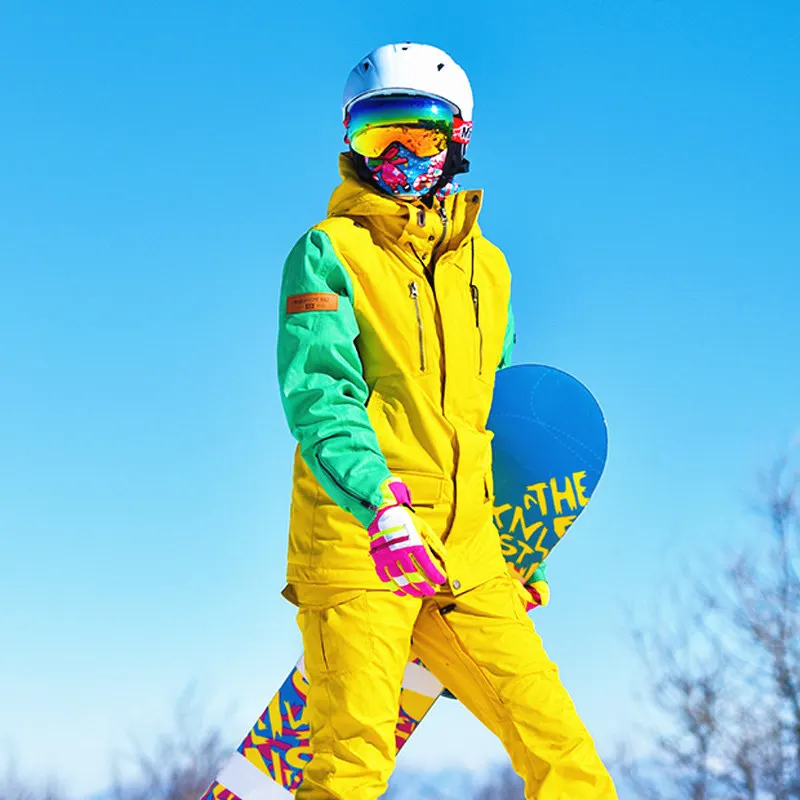 Мужские и женские комплекты для сноуборда, костюм для сноуборда, зимняя Лыжная одежда, лыжный инвентарь, теплые-30, ветронепроницаемые, водонепроницаемые, Rate 10000