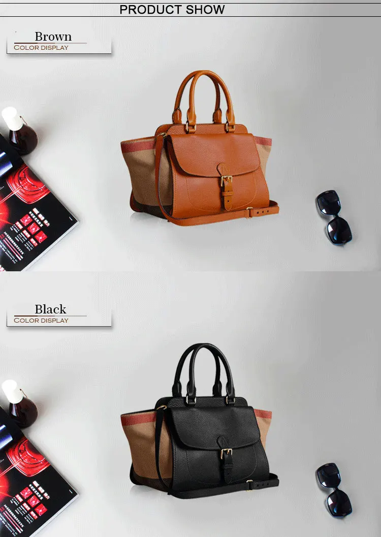 famous brand women handbags classic plaid canvas shoulder bag trapeze bags for women with logo (2)