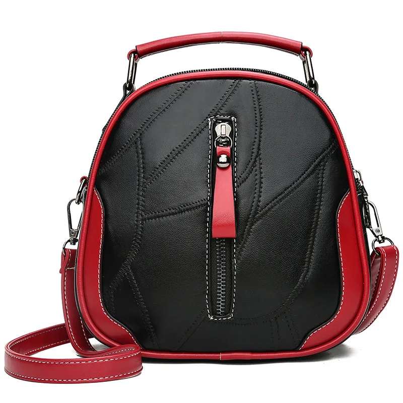 

Leather lady bag 2019 new sheepskin stitching collision color oblique Bag trend handbag shoulder Mini-Bags