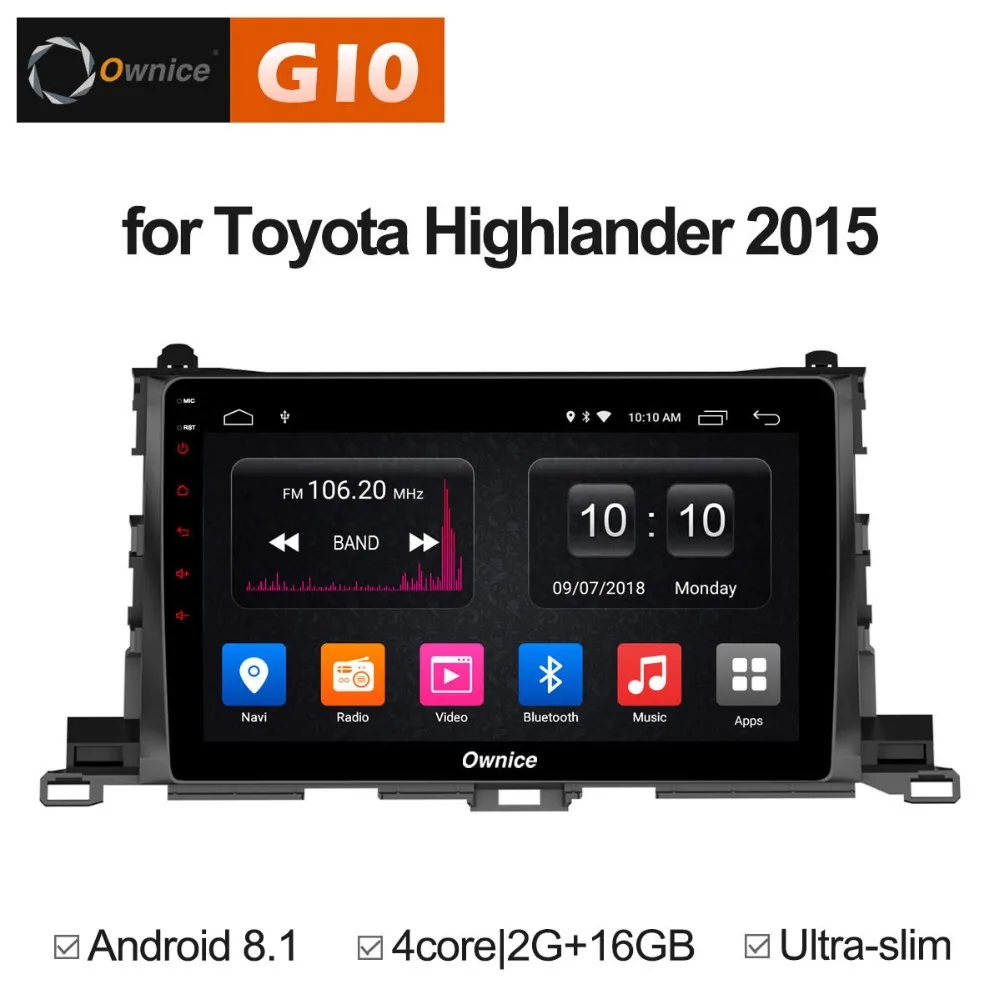 Автомобильный DVD-плеер 1024*600 Android 8 1 4 ядра 2 Гб ОЗУ + 16 ПЗУ для Toyota high lander2015