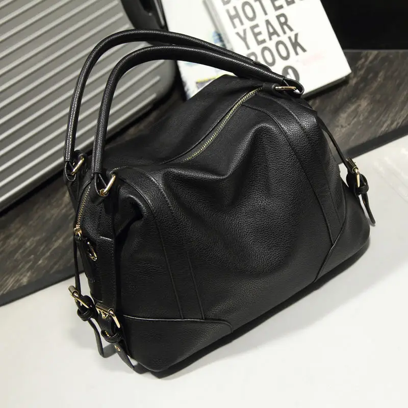 Роскошная известная Большая вместительная женская сумка, женская сумка из натуральной кожи, сумка-тоут, сумка для покупок, сумки через плечо для девушек - Цвет: Черный