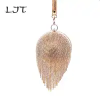 LJT 女性バッグファッション女性のラウンドボールタッセルダイヤモンドイブニングバッグパーティー結婚式女性の日のクラッチミニ財布 bolsos mujer