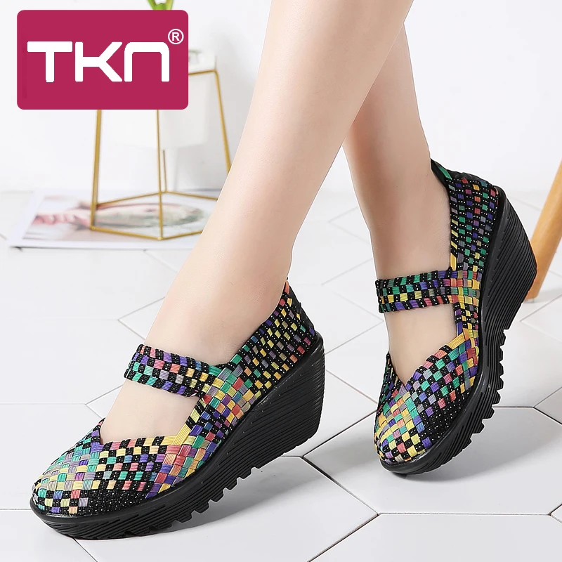 Buy TKN 2018 Summer Women Platform Sandals Shoes Women Woven elastic Shoes