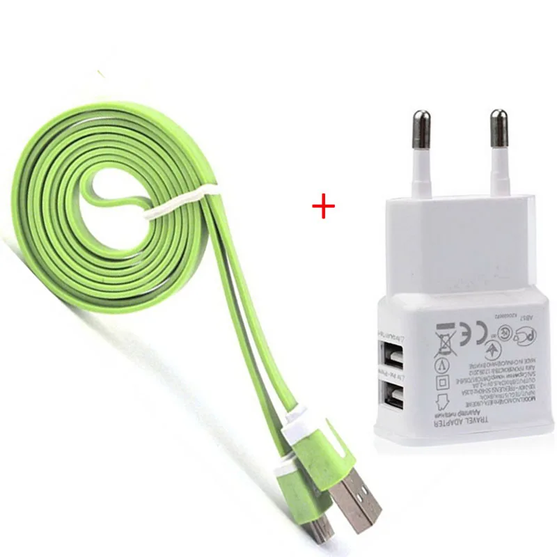 Зарядное устройство с 2 usb портами 5 В А + Кабель micro для зарядки и передачи данных