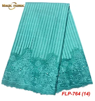 

Beautiful aqua Lace Applique Flower Nigerian Lace Fabric With Beads Sell Well Hign Quality Lace Trim Dress FLP-764