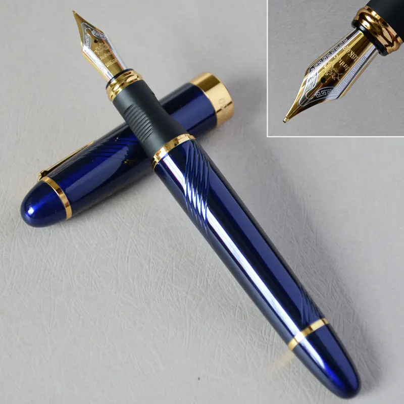 Перьевая ручка 18KGP 0 7 мм перо с широким основанием JINHAO X450 глубокий синий и золотой