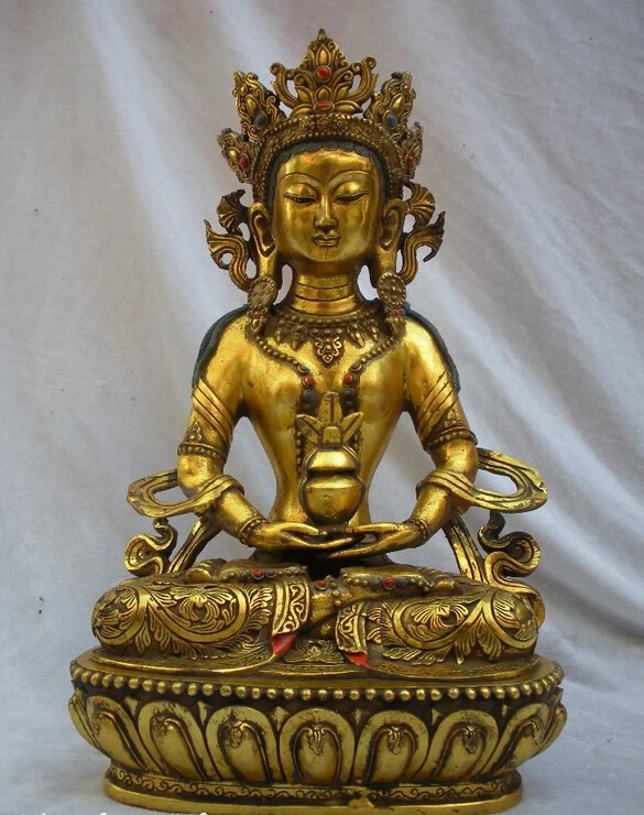 

bi003861 16"Tibet Buddhism Bronze Amitayus Kwan-Yin holy Goddess Bodhisattva Statue