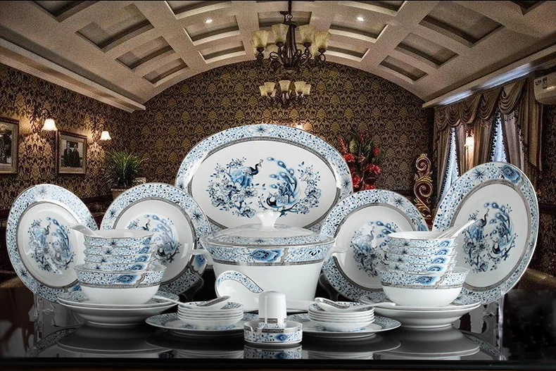 Рождественский набор посуды Guci из 48 предметов, Высококачественная посуда из костяного фарфора, тарелка для чаши, керамическая тарелка для дома, корейский роскошный костюм