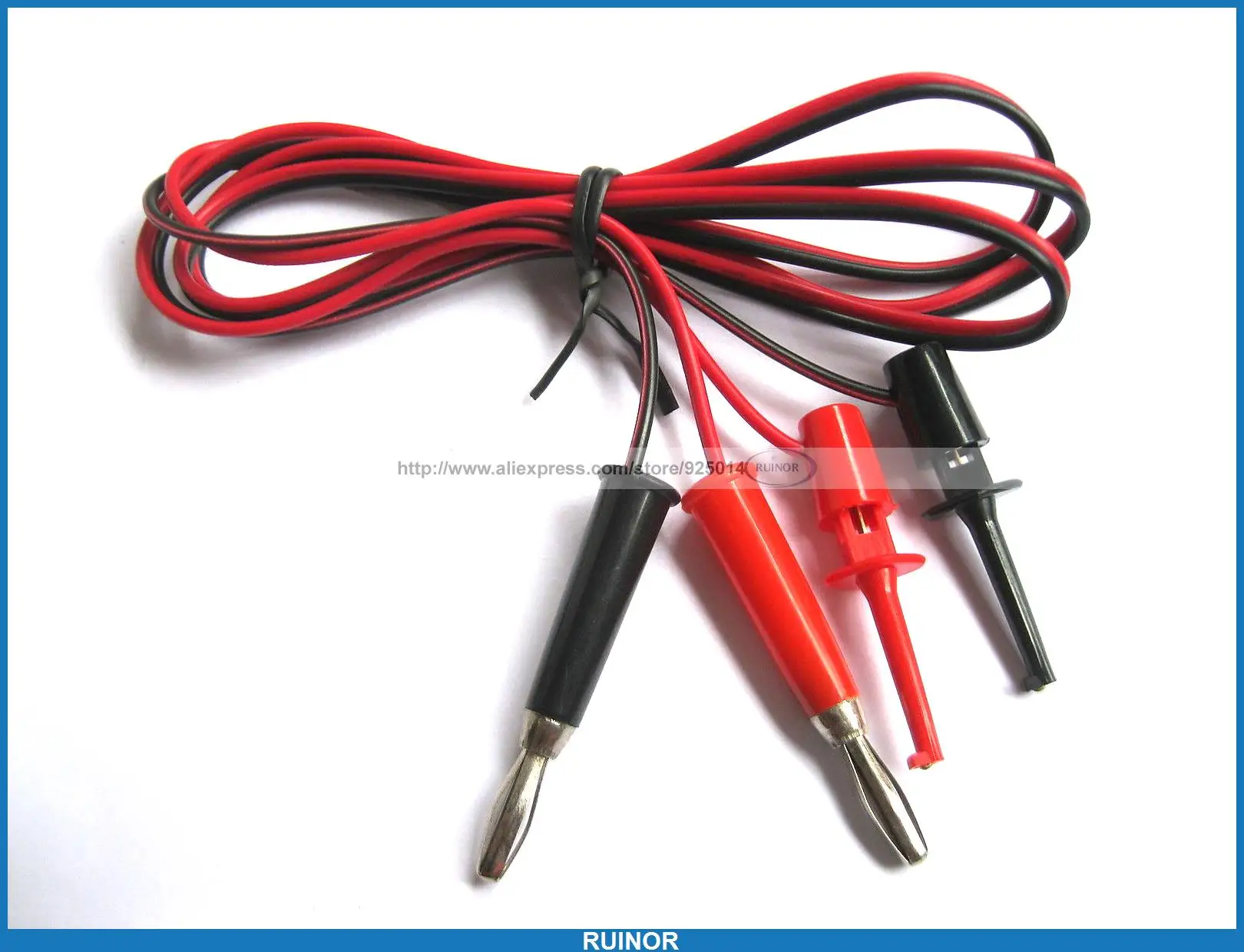 ФОТО 20 Set Small Test Hook Clip to Banana Plug Cable 1M 100cm Red Black 