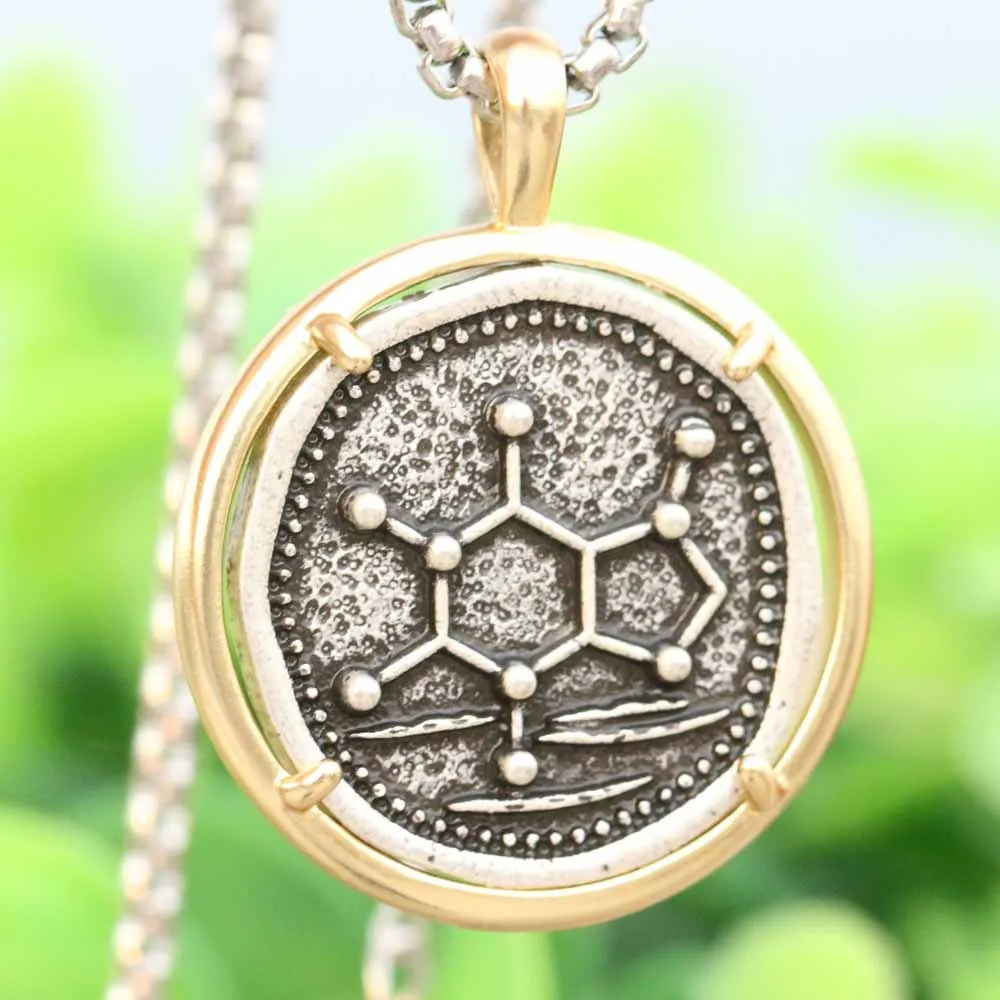 Кофеин ожерелье с дизайном «молекула» Для мужчин химии ДНК ювелирные изделия в стиле минимализма