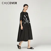 CHICEVER летнее винтажное женское платье с принтом, с круглым вырезом, с коротким рукавом, в стиле пэчворк, с карманами, свободного размера плюс, плиссированные женские платья, новинка
