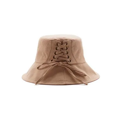 dark beige Бандажная Рыбацкая шляпа Fedoras модная шляпа от солнца шапки Панама женские широкие полями Повседневная шляпа 6 цветов - Цвет: dark beige