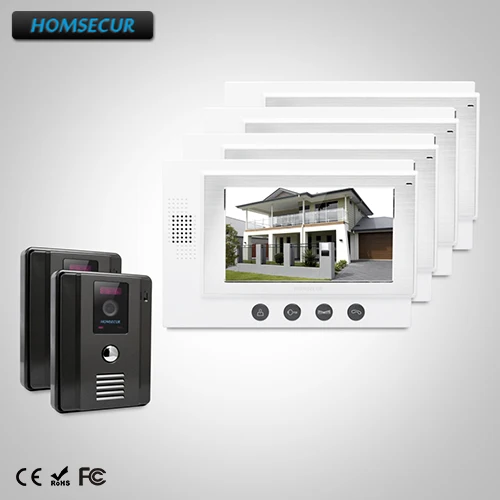 

HOMSECUR 7" Wired Video Door Phone Intercom System+IR Night Vision for Apartment: TC011-B Camera (Black)+TM701-W Monitor (White)