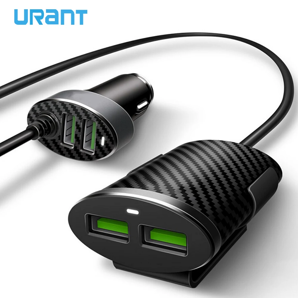URANT 5.1A DC 12-24V Output Smart Auto ID 4 USB Ports Car Charger Universal USB Fast Adapter For Mobile Phone iPad GPS MP3