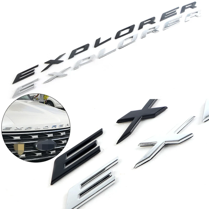  DIY car 3D EXPLORER Fixed Letters Hood Emblem Chrome Logo Badge Sticker For Ford Explorer Sport 201