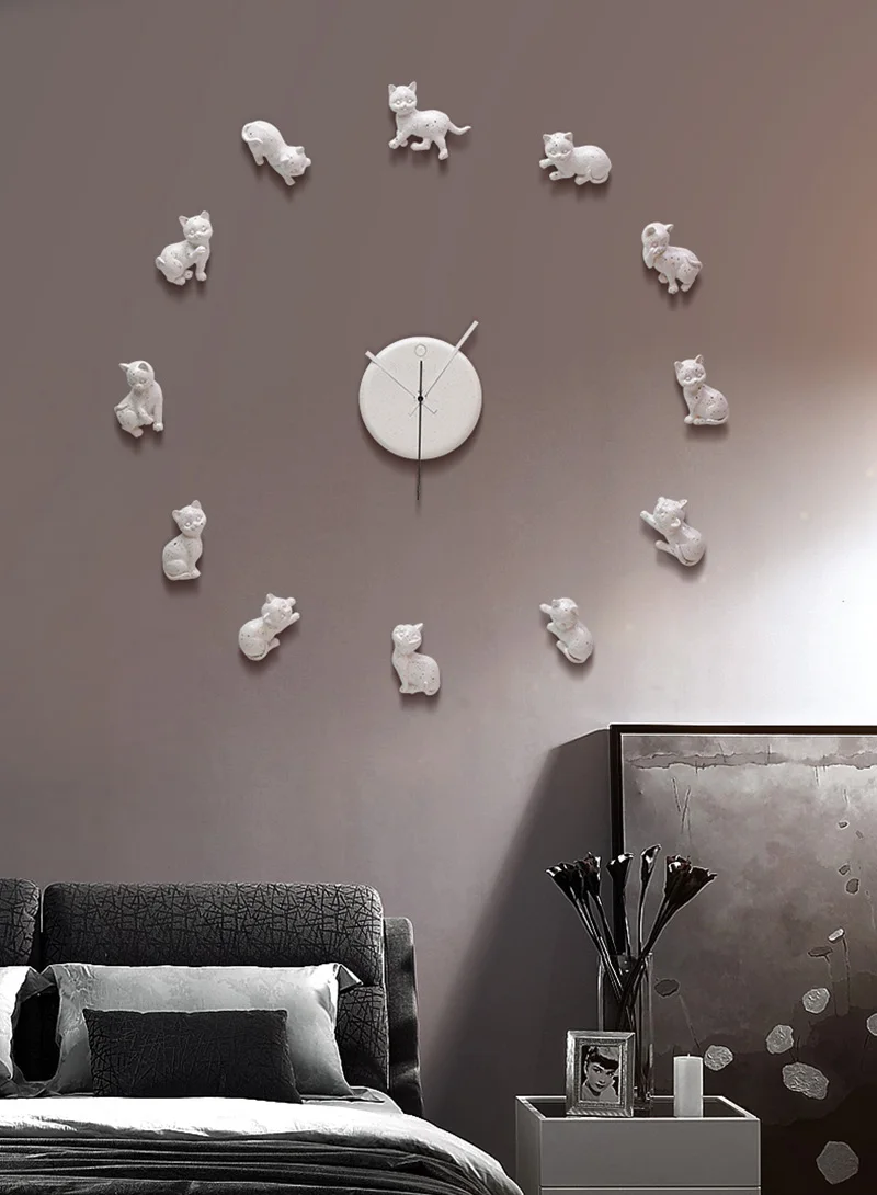 Минималистичные современные настенные часы ручной работы DIY теплые и милые настенные часы lucky cat креативные комбинированные часы спальня часы
