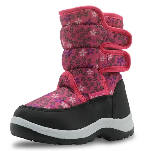 

QIUTEXIONG Children Boots For Kids Snow Boots Boys Shoes Girls Outdoor Mid-Calf Waterproof Leather Warm Plush Anti-Slippery bota