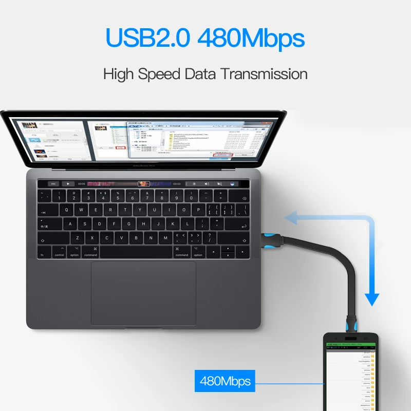 Vention مايكرو USB2.0 كابل ل كبل شحن الهاتف المحمول شاحن فائق 1.5 m 1 m 2 USB كبل مزامنة بيانات لسامسونج الروبوت كابل