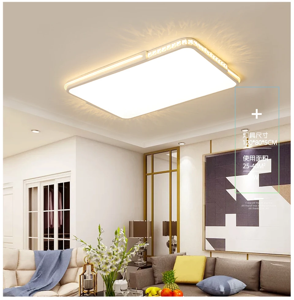 YooE светодиодный потолочный светильник современная ультратонкая лампа для спальни столовая поверхностное крепление скрытая панель Пульт дистанционного управления хрустальная лампа