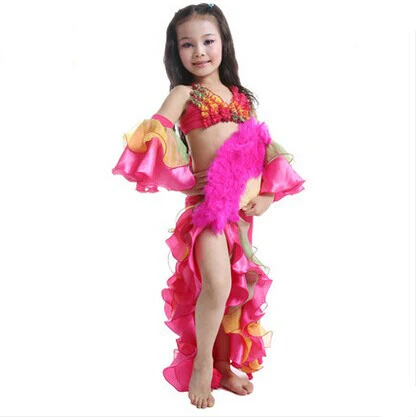 Сексуальные костюмы для танца живота для детей или детей, красивая форма цветов, детская танцевальная одежда для занятий спортом, комплект