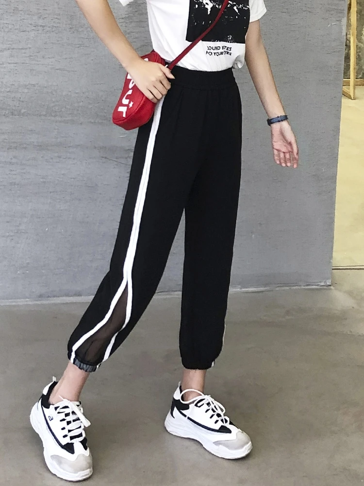 

Sports Pants Women's Nine-minute Short Ins Tidy Small Legged Pants Chiffon Thin Summer Breathable Hip Hop Sports Pants