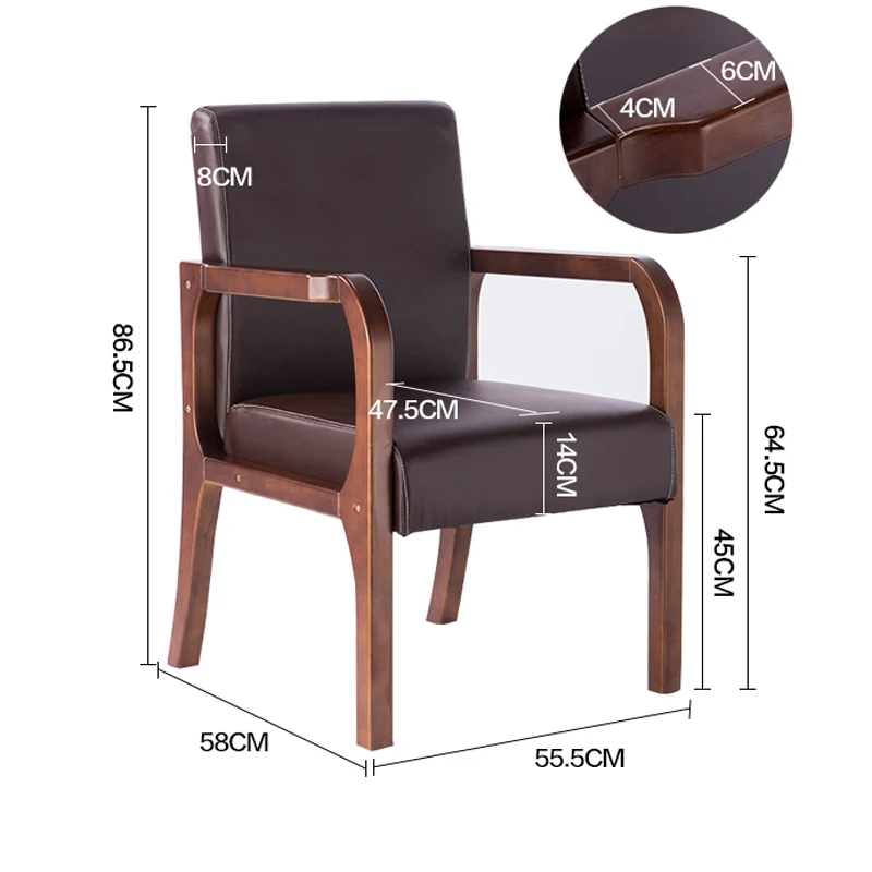 Luxury 100% wood modern Leisure chair with armchair wood dining chair Nordic retro sofa PU Leather sofa Living Room Furniture
