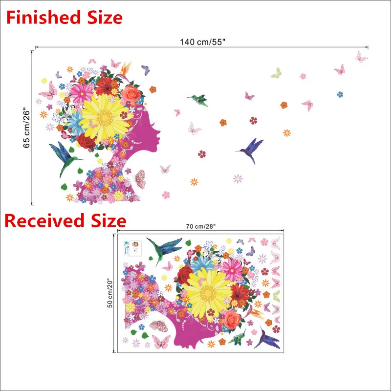 Очаровательные Цветочные сказочные настенные наклейки для детской комнаты, Настенный декор для спальни, гостиной, детской комнаты для девочек, наклейка на стену, плакат, фреска