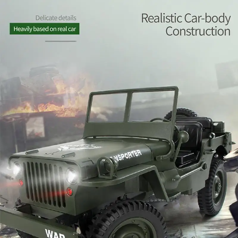 1:10 классический 4WD пульт дистанционного управления военный Jeep 2,4G RC внедорожный автомобильный транспортер-6 армейские игрушечные модели автомобилей с навесом светодиодный