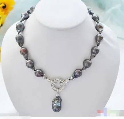 

FREE SHIPPING>>>@@ Hot sale new Style >>>>>P3937 Rare 18" 20mm black necklace pendant