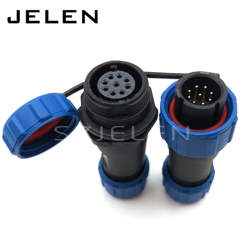 SP13, 9 pin waterproof plug and socket, LED power cable outdoor