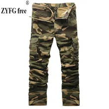ZYFG свободные мужские брюки Повседневная средняя талия камуфляжная форма мульти-карман декоративные мужские брюки sportspnts