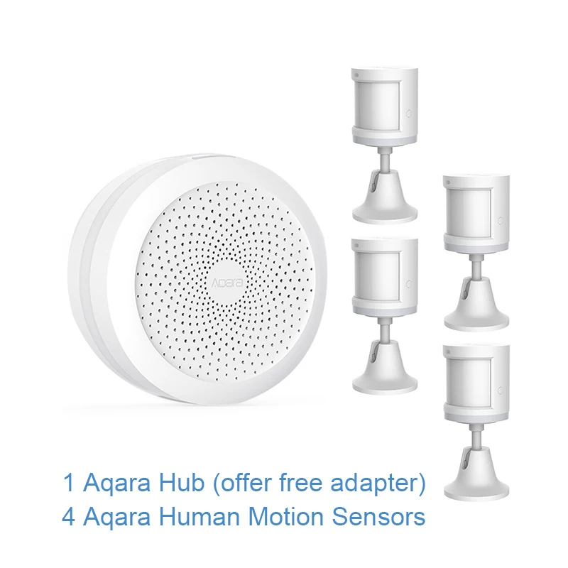 Большая распродажа Xiaomi Aqara Hub Gateway датчик движения человеческого тела Zigbee Соединение работает с Apple HomeKit Mijia App через Android и iOS - Color: 1 add 4