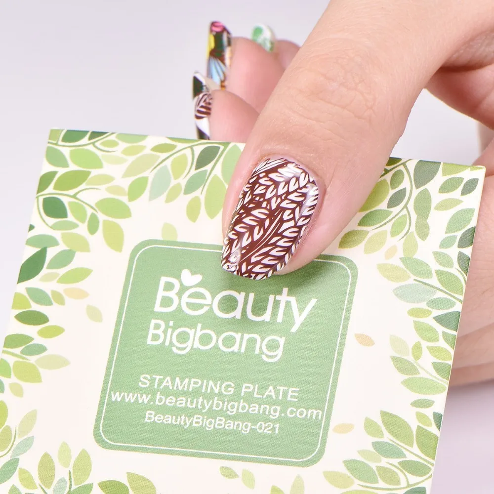 BEAUTYBIGBANG 6*6CM Square Nail Art Stamp Template Floral Leaf Manicure Nail Art Image Plates