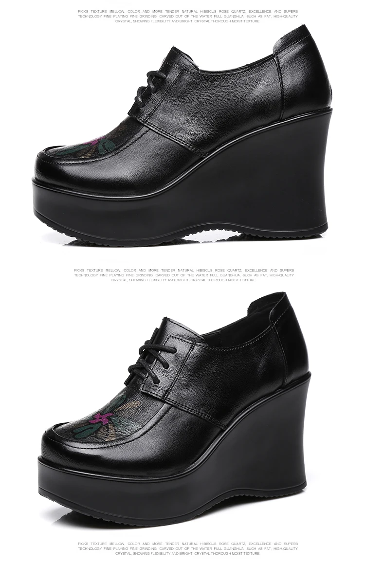GKTINOO/Демисезонная обувь; женские дышащие туфли-лодочки из коровьей кожи; обувь на танкетке и высоком каблуке; модные женские туфли-лодочки на платформе