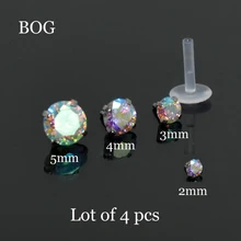 Лот 4 шт. AB Циркон Биопласт Лабрет Монро губы шпильки уха хрящ трагус Спираль пирсинг шпильки кольцо 16 г ювелирные изделия для тела