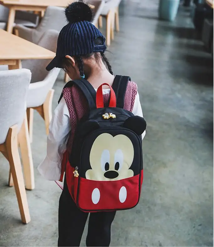 Детские школьные сумки с Микки Маусом для девочек и мальчиков, Детский рюкзак, Детская сумка-книжка с Минни и бантом, школьные сумки