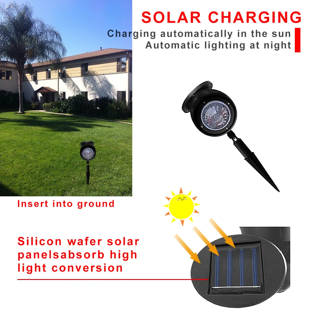 Уличный светодиодный мини-светильник на солнечной батарее для сада 3 Вт, Ландшафтная лампа, водонепроницаемая, 1,2 в, лампа, Точечный светильник s