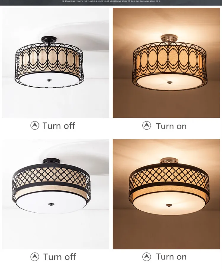 

Nordic Art Circle Fabric Led Ceiling Lights Vintage Dining Room Half Ceiling Light Romantic Bedroom Light Free Shipping