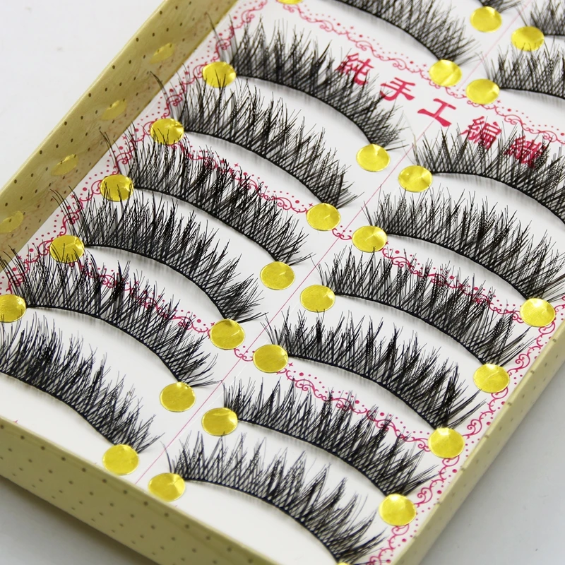 

YOKPN Handmade False Eyelashes Thick Black Cotton Stretch Fake False Eyelash Lashes Makeup Tips Natural Fake Eye Lashes Q3