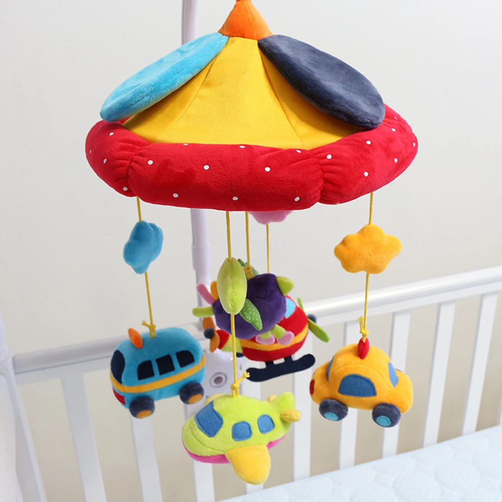 

0-3 Years Old Baby Bedding Toy Plane Car Plush Hanging Bed Bell Set Has Music Box Can Rotate 360 Degree Children Educational Toy