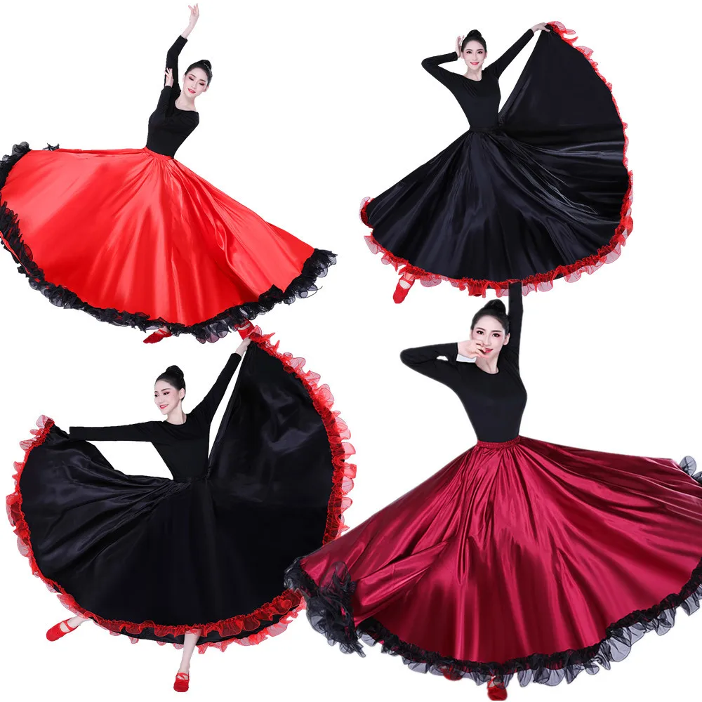 Взрослые женские костюмы для танца живота, испанская юбка для танцев, большая юбка-качели для выступлений, цыганская одежда для женщин