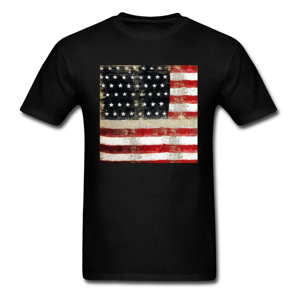 American Flag 100% Cotton T Shirt for Adult Short Sleeve Printed Tops Shirt Slim Fit Lovers Day Crewneck Tee-Shirts Summer American Flag black