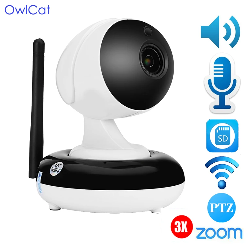 

Owlcat Home Dome PTZ HD 960P IP Camera 1.3mp SD Card PTZ IR Onvif cctv 3X Auto Zoom 2.8-8mm Varifocal Baby Monitor
