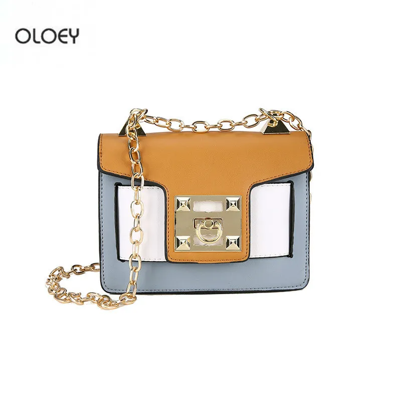 

Women's new two mixed-color small party package female 2018 fashion simple chain shoulder bag tide wild Messenger bag